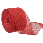Burlap Ribbon,2 Inch Wide 10 Yards Burlap Wired Ribbon, Red