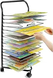 Art Drying Rack Paint Drying Rack Art 16 Shelves Metal Artwork Storage Display Rack Art Drying Rack with Wheels,Mobile Art Drying Rack for Home or Classroom Use