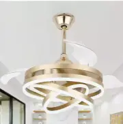 Bella Depot Ceiling Fan+Light 42" LED Reversible Invisible 3-Blades Gold +Remote