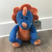 CORDUROY PLUSH TRICERATOPS DINOSAUR Lovey 2017 MGS Group, blue orange NEW W Tags