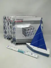 Blue/White Collapsible Storage Cube Bins 11”x10.5”Starfish + Seaside Beach Decor
