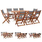 Outdoor Dining Set Furniture Solid Eucalyptus Wood and Textilene Garden vidaXL