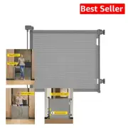 Sturdy 33" Tall Retractable Baby Gate - Easy Install, One-Handed Operation Gray