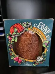 Vintage Cake Candle Frosted Pillar HOLIDAY PLUM PUDDING Lumi-Light Candle NIB
