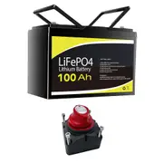 12V 100Ah Lithium Battery + Battery Isolator Switch 275A