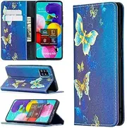 SATURCASE Case for Samsung Galaxy A51, Beautiful PU Leather Flip Built-in Magnet Wallet Stand Card Slots Protective Cover for Samsung Galaxy A51 (BK-5)