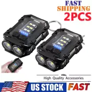 2pcs Mini Pocket Keychain Flashlight EDC Flashlight LED COB Night Light Lamp