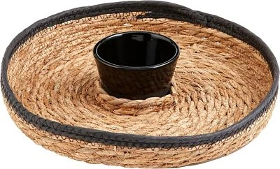 Mud Pie Black Woven N, chip 2" x 12" dia | dip 2 1/4" x 3 3/4" dia