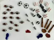 Assorted Boys Sports Plastic 44 Buttons Baseball Soccer Football Variety Colors