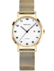 Bering 18634-334 White Dial Gold Stainless Steel Womens Watch
