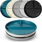 WAYGYMBBD Portion Control Plate For Weight Loss 9 Inch 5Pcs, Round Divided Plates for Adults, 3 Compartment Plates is very thick and smooth,Suitable for Bariatric Diet…