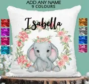 Baby Elephant Cushion Cover Sequin Throw Pillow Flip Sequins Personalised