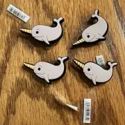 Lot Of 4 Jibbitz Narwhal Charms For Crocs Shoes