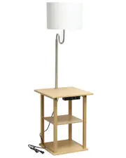 Lalia Home 57in Modern 2-Tier End Table Floor Lamp with 2 USB Charging Ports & Power Outlet