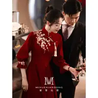 在飛比找ETMall東森購物網優惠-冬天結婚禮服小個子紅色回門旗袍