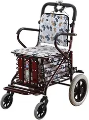 Walker, Elderly Walker with Wheels Foldable Rear Wheel 30cm Transporter Assisted Walking Compact Little Surprise