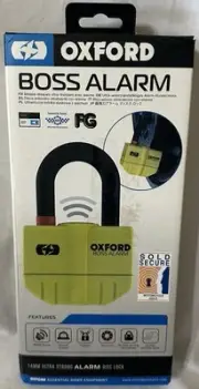 Oxford Boss 14mm Motorcycle Lock 100dB Alarm Strong Security, 3 Keys