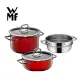 【WMF】Fusiontec Compact 可堆疊湯鍋蒸鍋三件組 22cm(紅色)