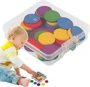 Counting Manipulatives, Wooden Math Counters Round | School Teaching Supplies Brain Developmental Toy for Educational Activities