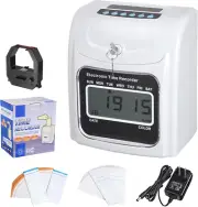 Employee Attendance Punch Time Clock Payroll Recorder LCD Display W/ 100 Cards