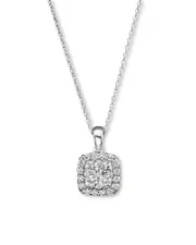 Diamond Cluster Pendant Necklace in 14K White Gold, 0.50 ct. t. w.