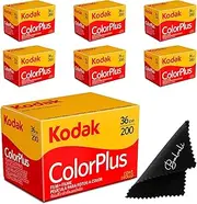 Kodak Colorplus 200 35mm Film Bundle, 6 Rolls 36 Exposures Each, for 35mm Camera Includes Balveli Premium Microfiber Cloth-Kodak Film 6 Roll Bundle
