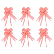 100Pcs 8" Pull Bows Ribbon Gift Wrapping String Rose Pattern Bow Tie Red