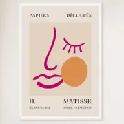 Galrie Papiers Découpés Pink Face by H. Matisse Print (1955) Elegant for your Home, White Frame, A0 84 x 119cm (33 x 47inch)