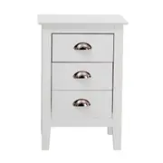 Costway 3 Drawers Bedside Table Nightstand Side End Bedroom Storage Cabinet White