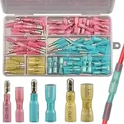 Feggizuli 110pcs Heat Shrink Bullet Wire Connectors Kit, Waterproof Bullet Connectors, Bullet Terminals Wire Connectors Female & Male Wire Crimp Connectors, Marine Grade Bullet Connectors