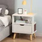 End Tables Wooden Nightstand Simple Side Table with Drawer Small Storage Cabinet
