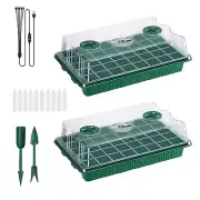 New 2Pcs 40 Cells Seed Starter Tray with Adjustable Brightness & Humidity Dome