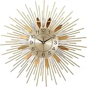 SHISEDECO Metal Sunburst Wall Clock, Modern Silent Battery Operated Pop Color Quartz Star-Clock Decorative for Living Room, Office and Bedroom (E)