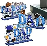 Fathers Day Wooden Sign | Wood Father's Day Party Decoration,Kids' Party Centerpieces for Dad Birthday Family Friends Table Desk