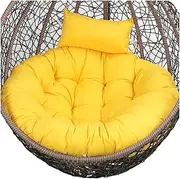 Hanging Egg Chair Cushion,Thick Large Hanging Hammock Chair Seat Cushion, Cushion Replacement, Washable Papasan Cushion, Rattan Chair Pads,Khaki (Color : Yellow, Size : Diameter 120 cm)