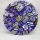 15" Elegant Purple Agate Stone Bed Side Table Handmade Coffee Table Cafe Decors