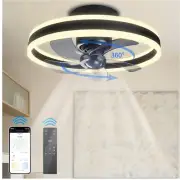 360°Oscillating Low Profile Ceiling Fan with Light,Flush Mount Bladeless Ceiling