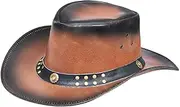 [Infinity Leather] Australian Smoke Western Style Cowboy Outback Real Leather Aussie Bush Hat