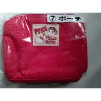 在飛比找蝦皮購物優惠-日本限定牛奶妹Peko×和Kitty圖案拉鍊包紅色