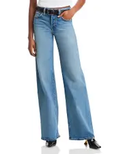 Re/Done Mid Rise Wide Leg Jeans in Blasted