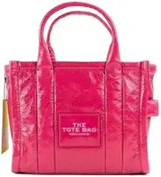 [Marc Jacobs] The Shiny Crinkle Mini Tote Magenta Leather Crossbody Handbag Purse