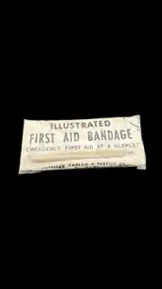 Antique ILLUSTRATED FIRST AID BANDAGE PRINTED BY AMERICAN EMBLEM & TEXTILE