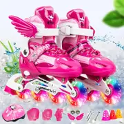 Adjustable Kids Roller Skates Set - Full Flash Single Four-wheel - Size l
