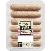 Woolworths 6 Onion & Sage Pork Sausages 505g