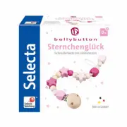 Selecta toys star happiness pacifier chain pacifier chain wood pink 21 cm