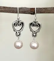 Vine Heart Pink Freshwater Pearl Earrings Sundance Treasures Jewelry