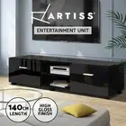 Artiss Entertainment Unit TV Cabinet 140cm Black High Gloss Storage Shelf Jim