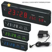 Electronic LED Digital Wall Clock W/Temperature Humidity Display Clocks EU plug