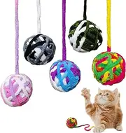 MAIYU Cat Toy Balls - 5 PCS Colorful Yarn Cat Balls Built-in Bell Cat Toys Interactive Kitten Toys Cat Ball Toys for Cats Kitten