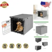 Durable Grey Polyester Dog Crate Cover with Zippered Panels for 24-48" Crates